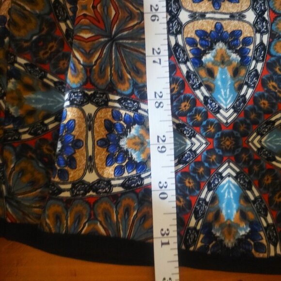 One Clothing 70s Retro Blue Multi-Colored Patterned Round Neck Dress - Size S - Picture 12 of 14